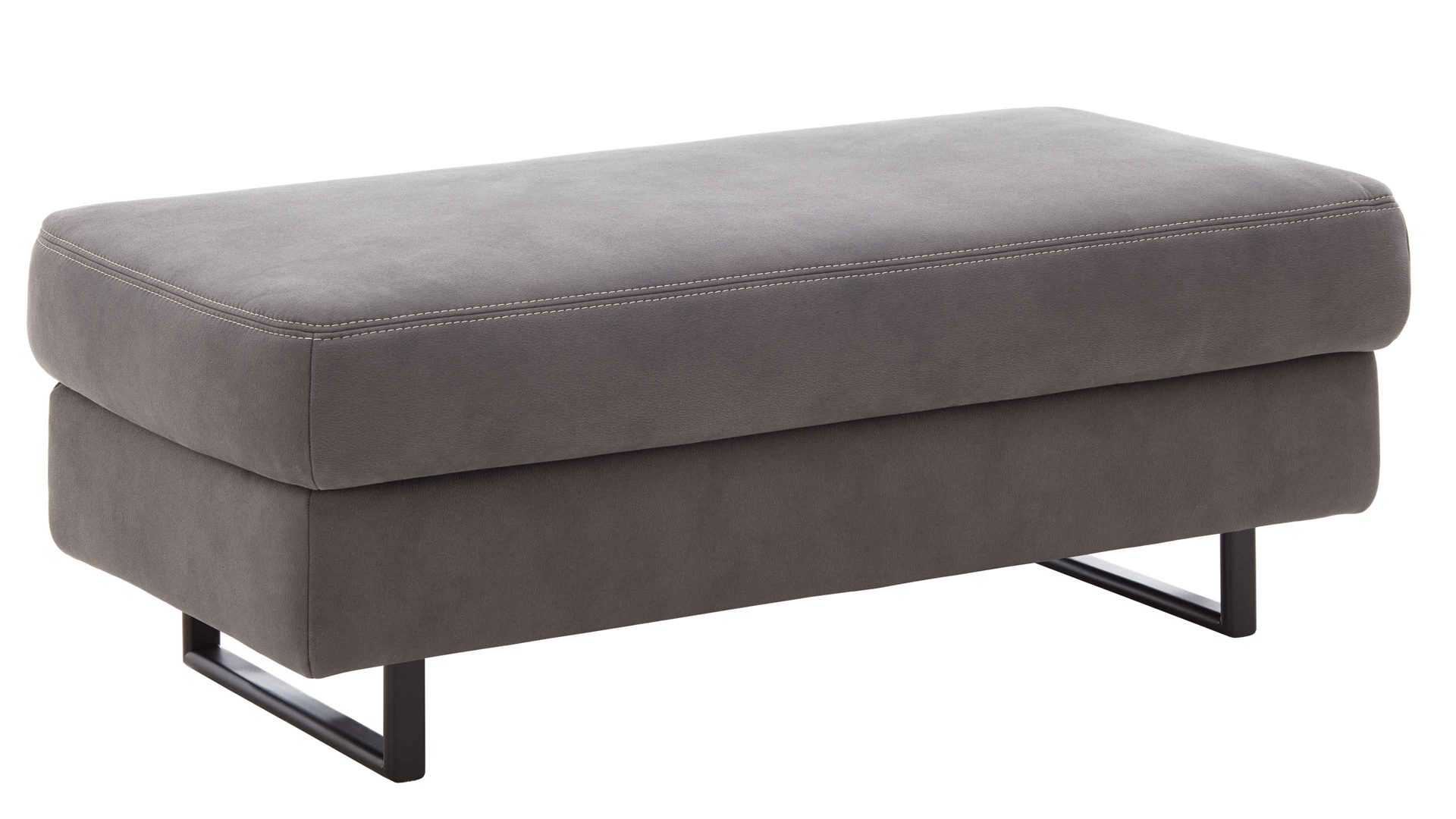 Funktionshocker modulmaster aus Stoff in Anthrazit Modulmaster MM-ZE1147 - XXL-Funktionshocker anthrazitfarbener Stoffbezug Deluxe & schwarze Metallfüße - ca. 132 x 67 cm