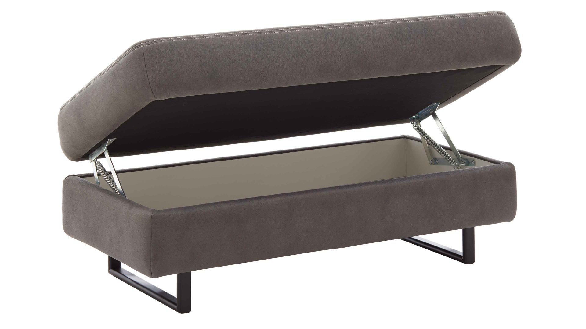 Funktionshocker modulmaster aus Stoff in Anthrazit Modulmaster MM-ZE1147 - XXL-Funktionshocker anthrazitfarbener Stoffbezug Deluxe & schwarze Metallfüße - ca. 132 x 67 cm