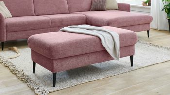 Funktionshocker modulmaster aus Stoff in Rosa Modulmaster MM-ZE1130 - XXL-Funktionshocker rosé Webstoff Famosa wine & schwarze Alufüße - ca. 130 x 65 cm