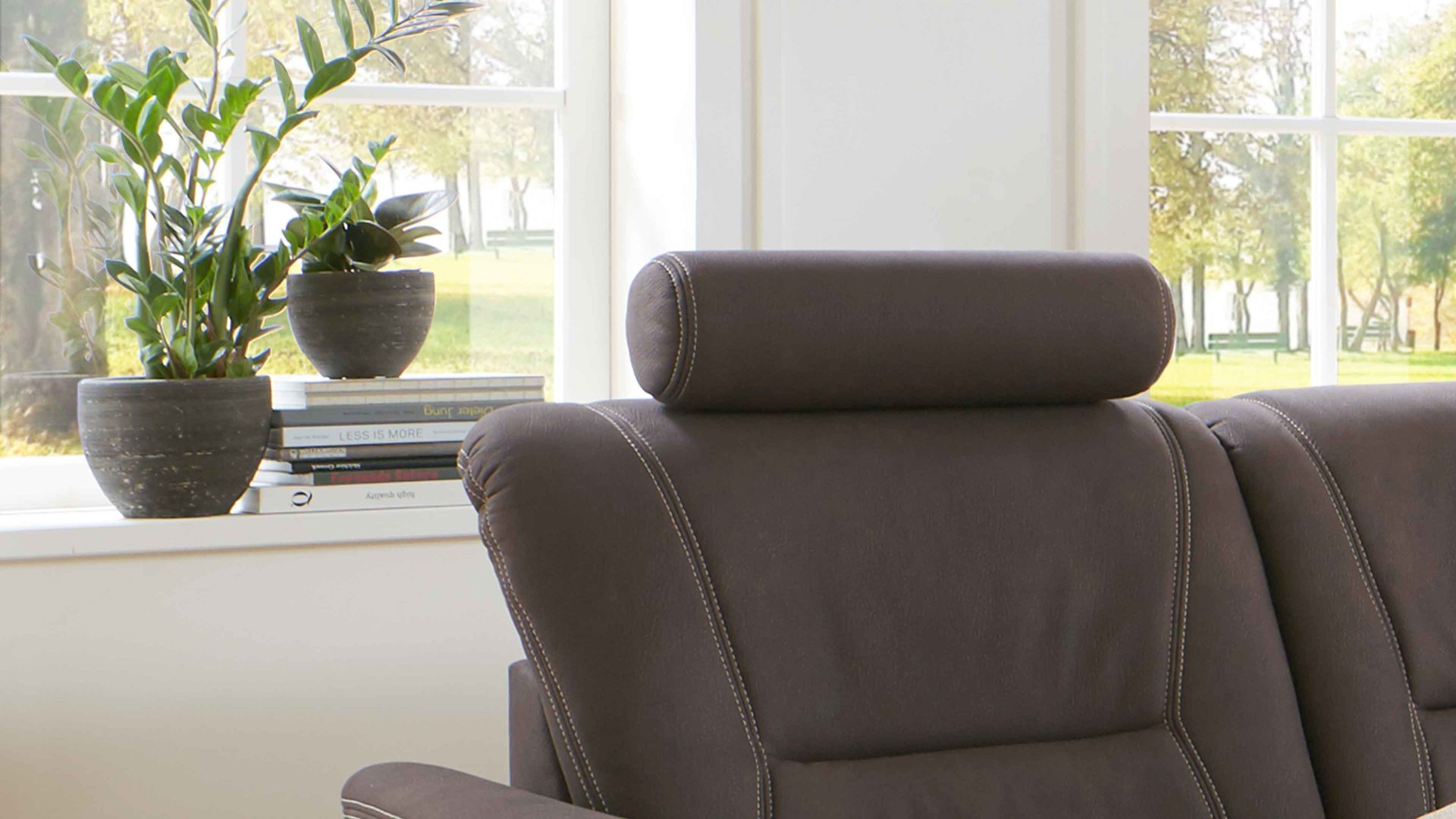 Kopfstütze modulmaster aus Stoff in Dunkelbraun Modulmaster MM-PP1067 - Kopfstütze schokobraune Mikrofaser Mammut