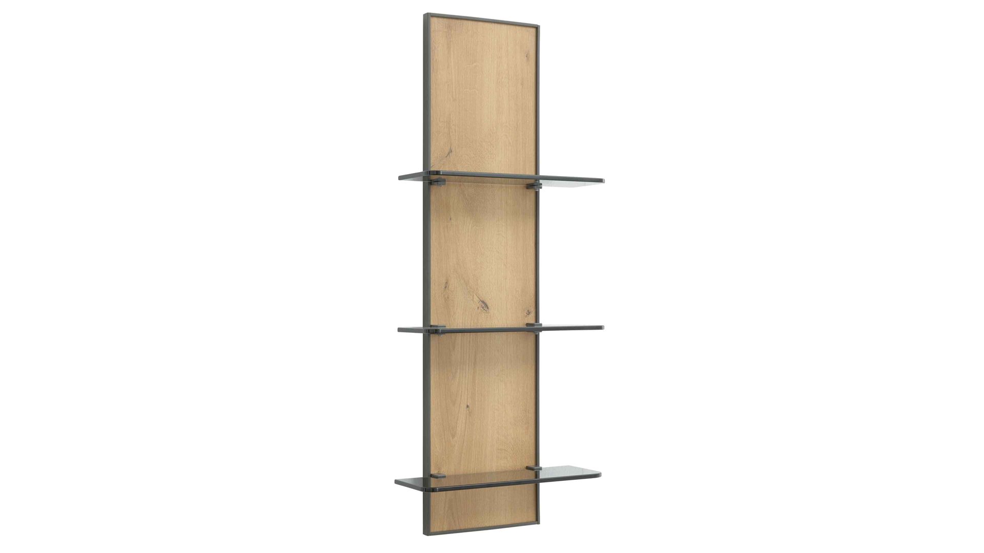Wandregal Interliving aus Holz in Holzfarben Interliving Schlafzimmer Serie 1027 – Regal Eiche bianco & Rauchglas - ca. 35 x 90 cm