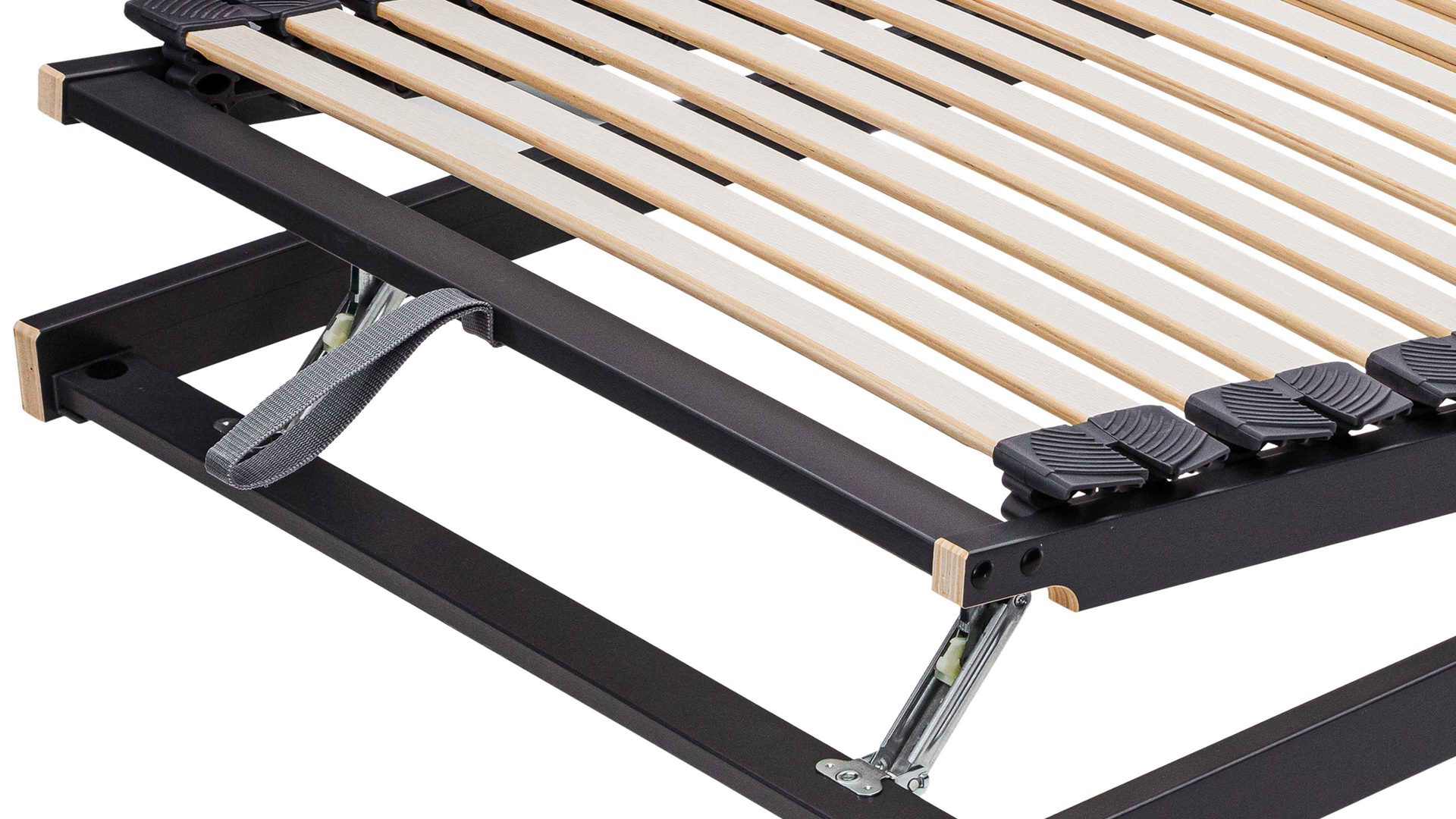 Lattenrost Interliving aus Holz in Anthrazit Interliving Lattenrost Serie 1950 -V6555 mit Hebehelfe manuell verstellbar – Liegefläche ca. 90 x 200 cm