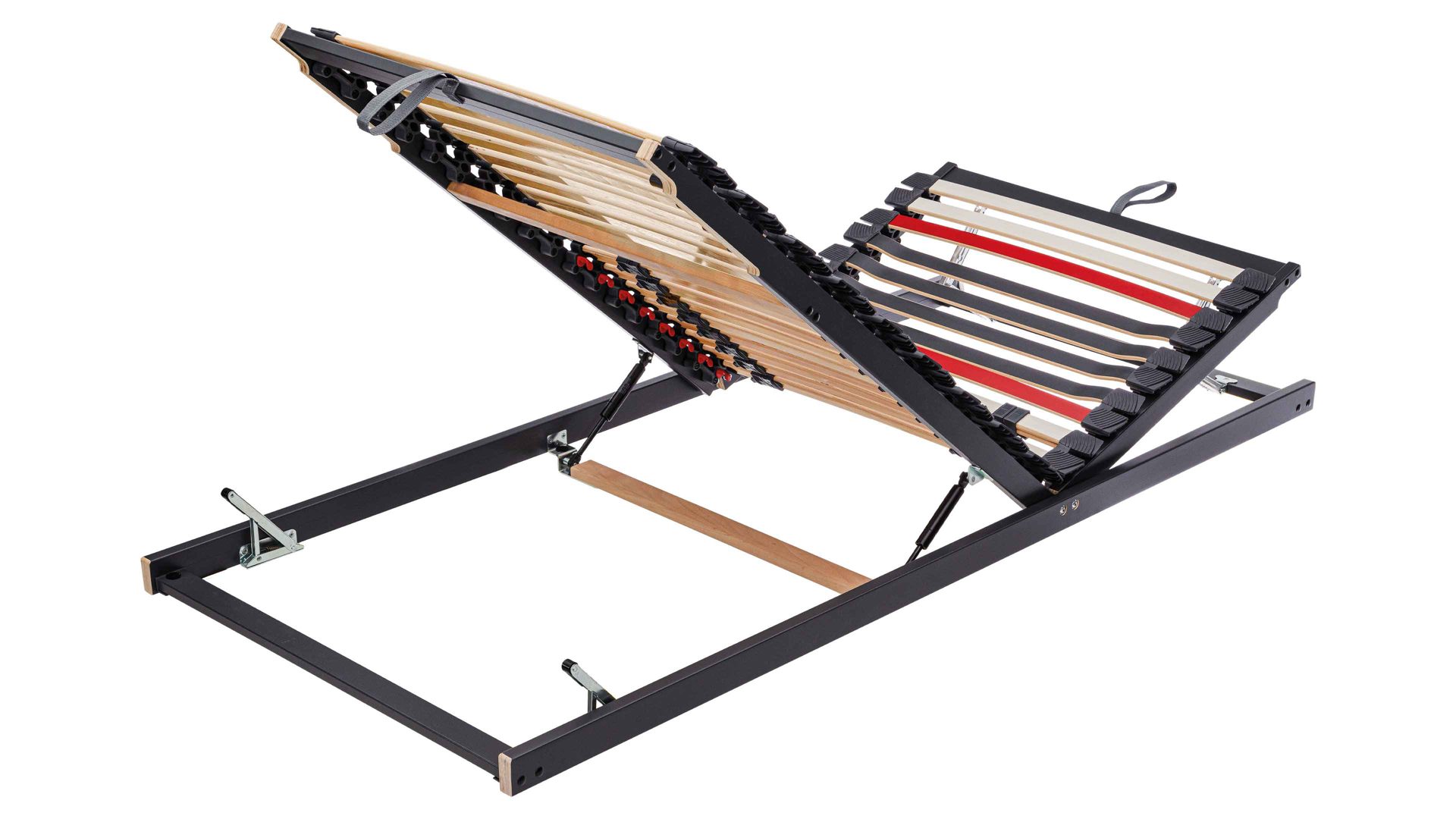 Lattenrost Interliving aus Holz in Anthrazit Interliving Lattenrost Serie 1950 - V6555 mit Hebehelfe manuell verstellbar – Liegefläche ca. 90 x 190 cm