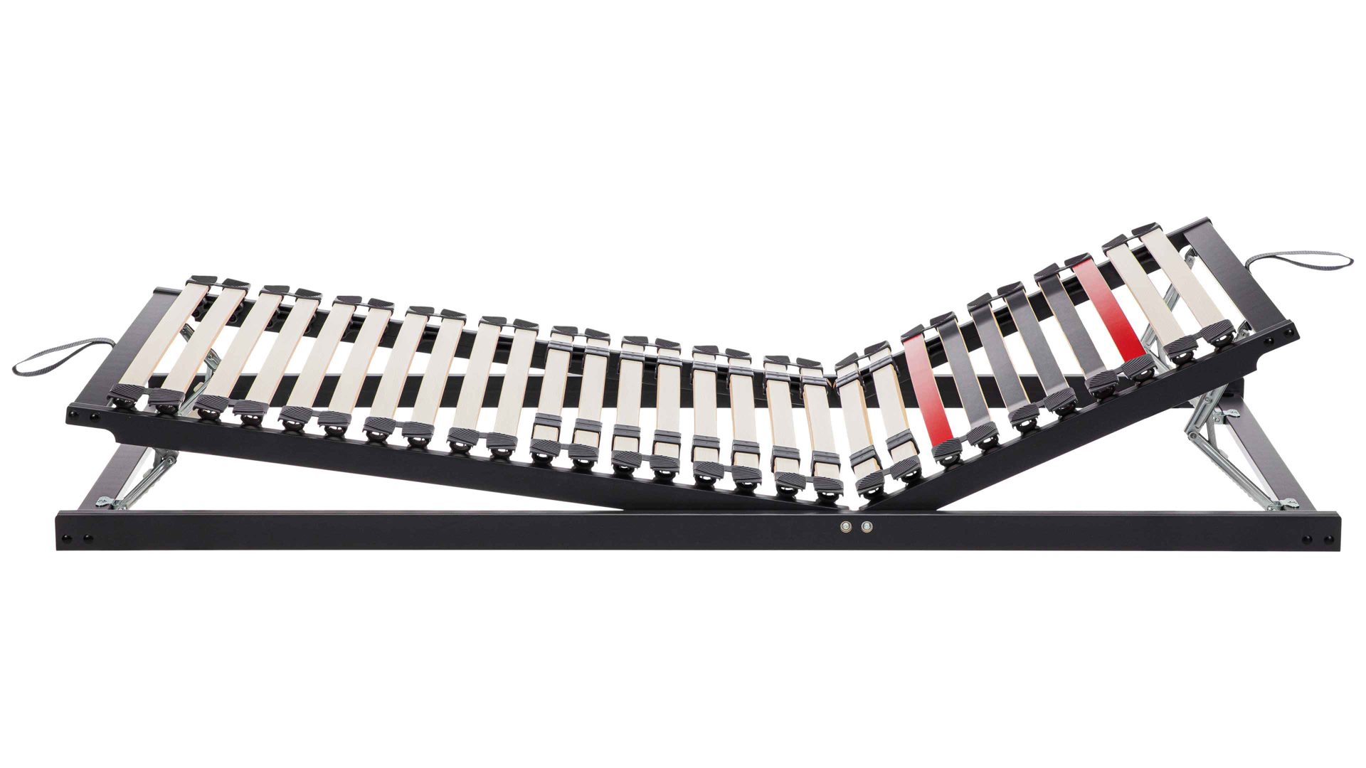 Lattenrost Interliving aus Holz in Anthrazit Interliving Lattenrost Serie 1950 mit Hebehilfe mit Hebehelfe manuell verstellbar – Liegefläche ca. 90 x 200 cm