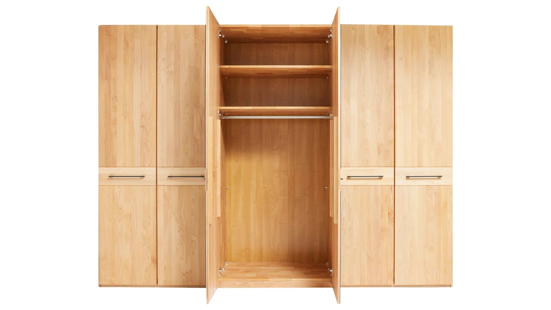 Möbelbeleuchtung Interliving aus Holz in Holzfarben Interliving Schlafzimmer Serie 1028 – Komplettzimmer mit Beleuchtung Erle & Carbon - Liegefläche ca. 180 x 200 cm