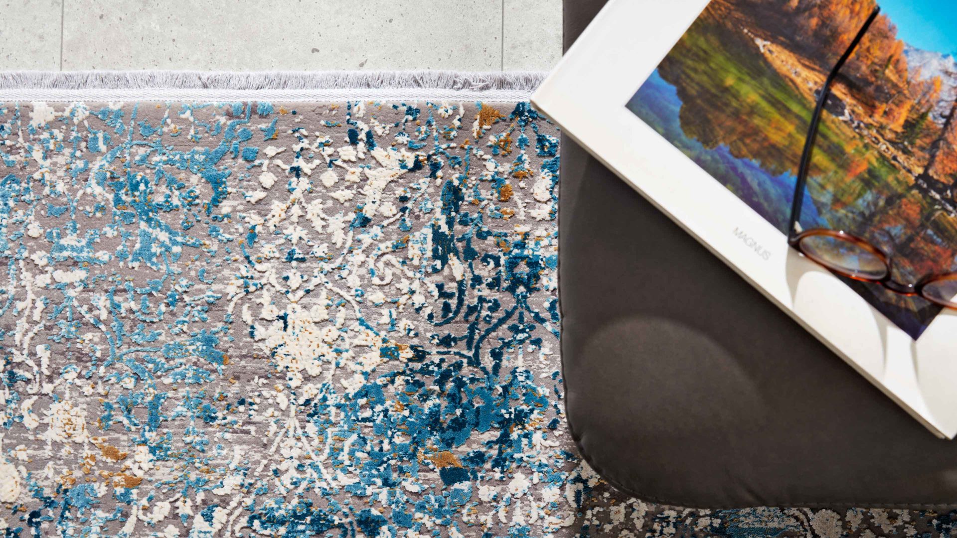 Webteppich Interliving aus Mischgewebe in Blau Interliving Teppich Serie L-8700 Grau-Blau – ca. 240 x 340 cm