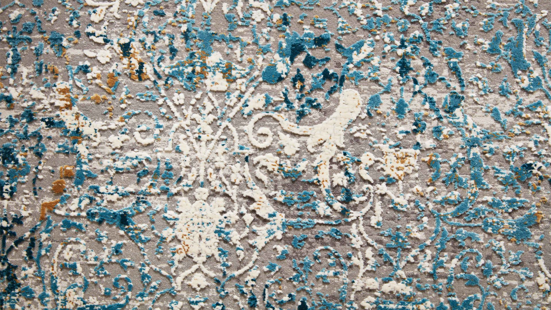 Webteppich Interliving aus Mischgewebe in Blau Interliving Teppich Serie L-8700 Grau-Blau – ca. 67 x 130 cm