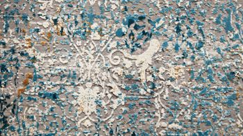 Webteppich Interliving aus Mischgewebe in Blau Interliving Teppich Serie L-8700 Grau-Blau – ca. 140 x 200 cm