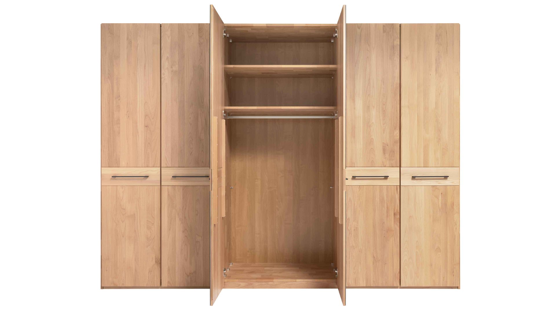 Kleiderschrank Interliving aus Holz in Holzfarben Interliving Schlafzimmer Serie 1028 – Kleiderschrank Erle – sechstürig, Breite ca. 302 cm