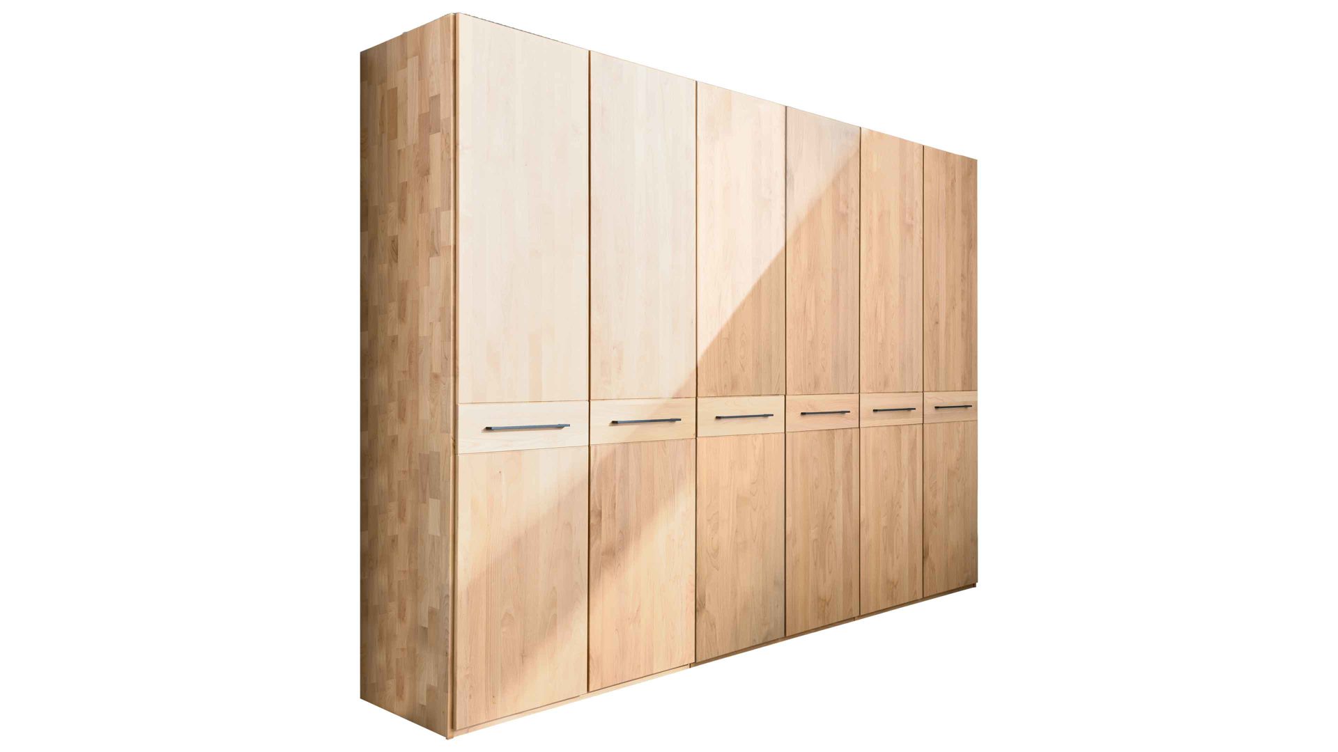 Kleiderschrank Interliving aus Holz in Holzfarben Interliving Schlafzimmer Serie 1028 – Kleiderschrank Erle – sechstürig, Breite ca. 302 cm
