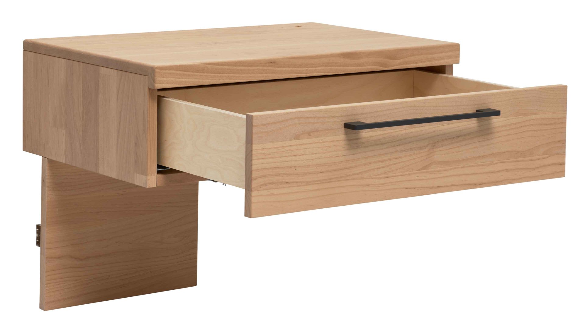 Nachtkommode Interliving aus Holz in Holzfarben Interliving Schlafzimmer Serie 1028 – Hänge-Nachtkonsole 1643 links - Erle, eine Schublade