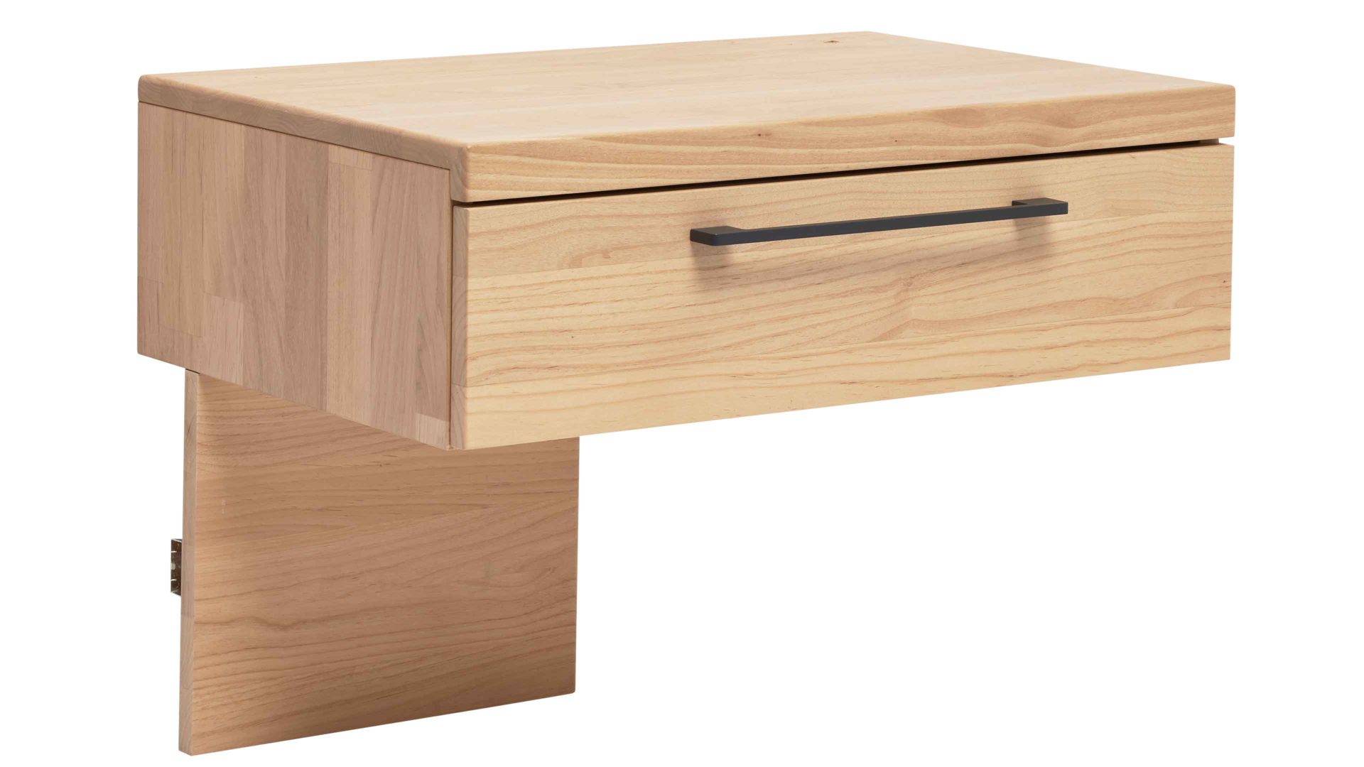 Nachtkommode Interliving aus Holz in Holzfarben Interliving Schlafzimmer Serie 1028 – Hänge-Nachtkonsole 1643 links - Erle, eine Schublade