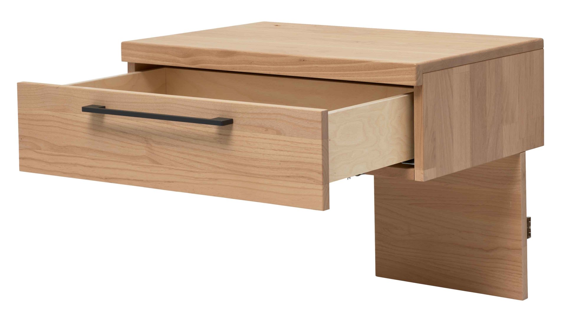 Nachtkommode Interliving aus Holz in Holzfarben Interliving Schlafzimmer Serie 1028 – Hänge-Nachtkonsole rechts - Erle, eine Schublade