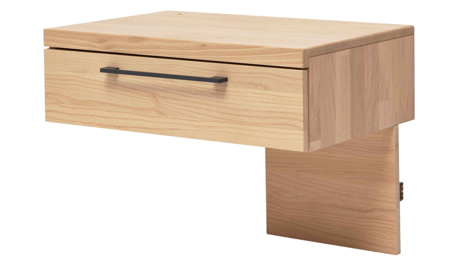 Nachtkommode Interliving aus Holz in Holzfarben Interliving Schlafzimmer Serie 1028 – Hänge-Nachtkonsole rechts - Erle, eine Schublade