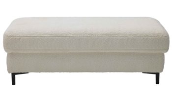 Polsterhocker Interliving aus Stoff in Weiß Interliving Sofa Serie 4054 – XXL-Hocker naturweiße Chenille & schwarze Metallfüße – ca. 130 x 60 cm