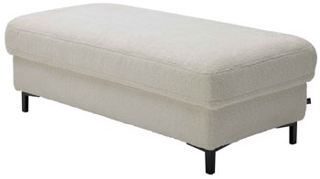 Polsterhocker Interliving aus Stoff in Weiß Interliving Sofa Serie 4054 – XXL-Hocker Ho naturweiße Chenille & schwarze Metallfüße – ca. 130 x 60 cm