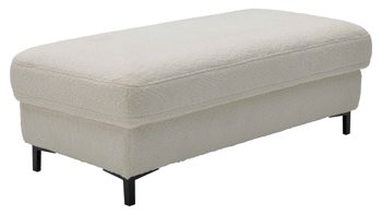 Polsterhocker Interliving aus Stoff in Weiß Interliving Sofa Serie 4054 – XXL-Hocker Ho naturweiße Chenille & schwarze Metallfüße – ca. 130 x 60 cm
