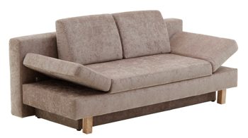 Schlafsofa Restyl aus Stoff in Beige Schlafsofa Tino beiger Bezug 2-6799 & Buchenholzfüße