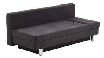 Schlafsofa Restyl aus Stoff in Schwarz Schlafsofa Tino schwarzer Bezug 55-6323 & chromfarbene Metallüße