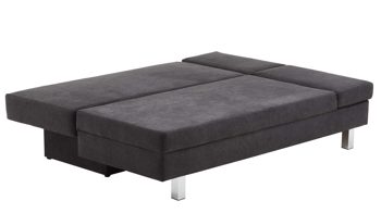 Schlafsofa Restyl aus Stoff in Schwarz Schlafsofa Tino schwarzer Bezug 55-6323 & chromfarbene Metallüße