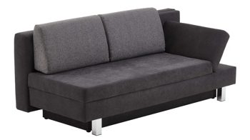 Schlafsofa Restyl aus Stoff in Schwarz Schlafsofa Tino schwarzer Bezug 55-6323 & chromfarbene Metallüße