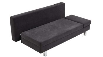 Schlafsofa Restyl aus Stoff in Schwarz Schlafsofa Tino schwarzer Bezug 55-6323 & chromfarbene Metallüße