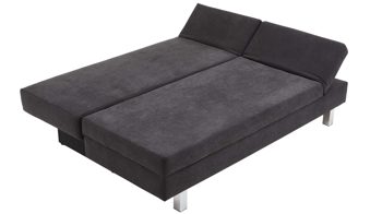 Schlafsofa Restyl aus Stoff in Schwarz Schlafsofa Tino schwarzer Bezug 55-6323 & chromfarbene Metallüße