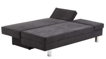 Schlafsofa Restyl aus Stoff in Schwarz Schlafsofa Tino schwarzer Bezug 55-6323 & chromfarbene Metallüße