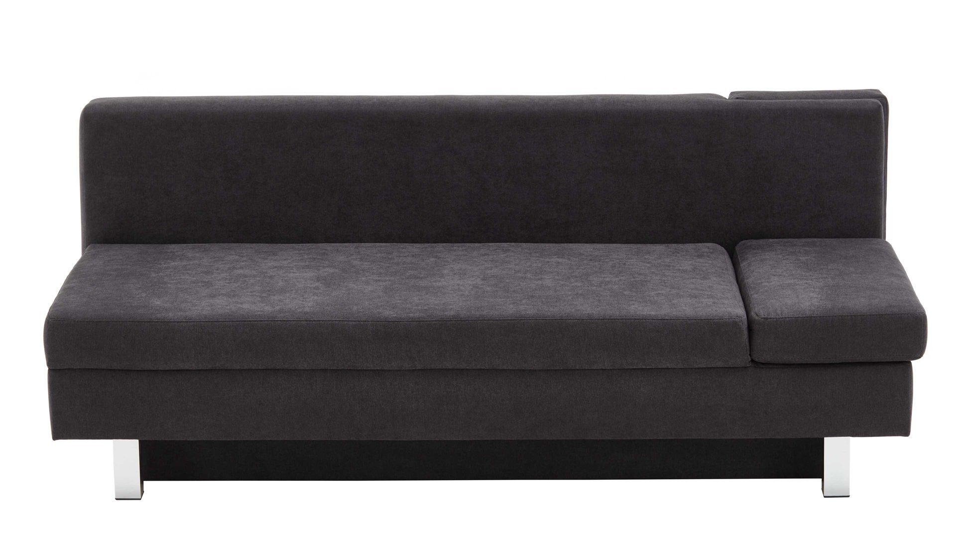 Schlafsofa Restyl aus Stoff in Schwarz Schlafsofa Tino schwarzer Bezug 55-6323 & chromfarbene Metallüße