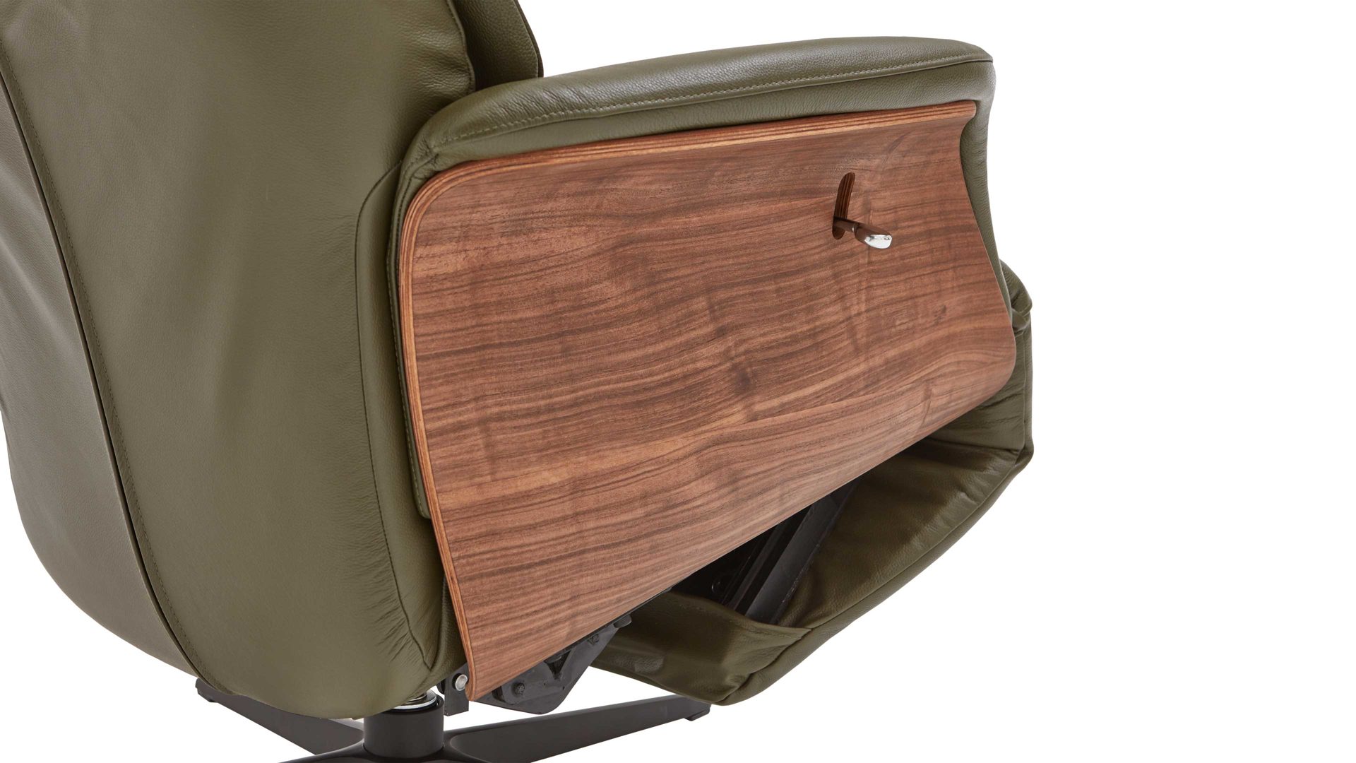 Relaxsessel Hjort knudsen aus Leder in Dunkelgrün Relaxsessel bzw. Drehsessel - Polstermöbel dunkelgrünes Leder Split 314 & Schwarzer-Sternfuß