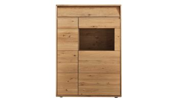 Wohnwand Decker aus Holz in Holzfarben Wohnkombination biancofarbene Wildeiche – vierteilig, Breite ca. 344 cm