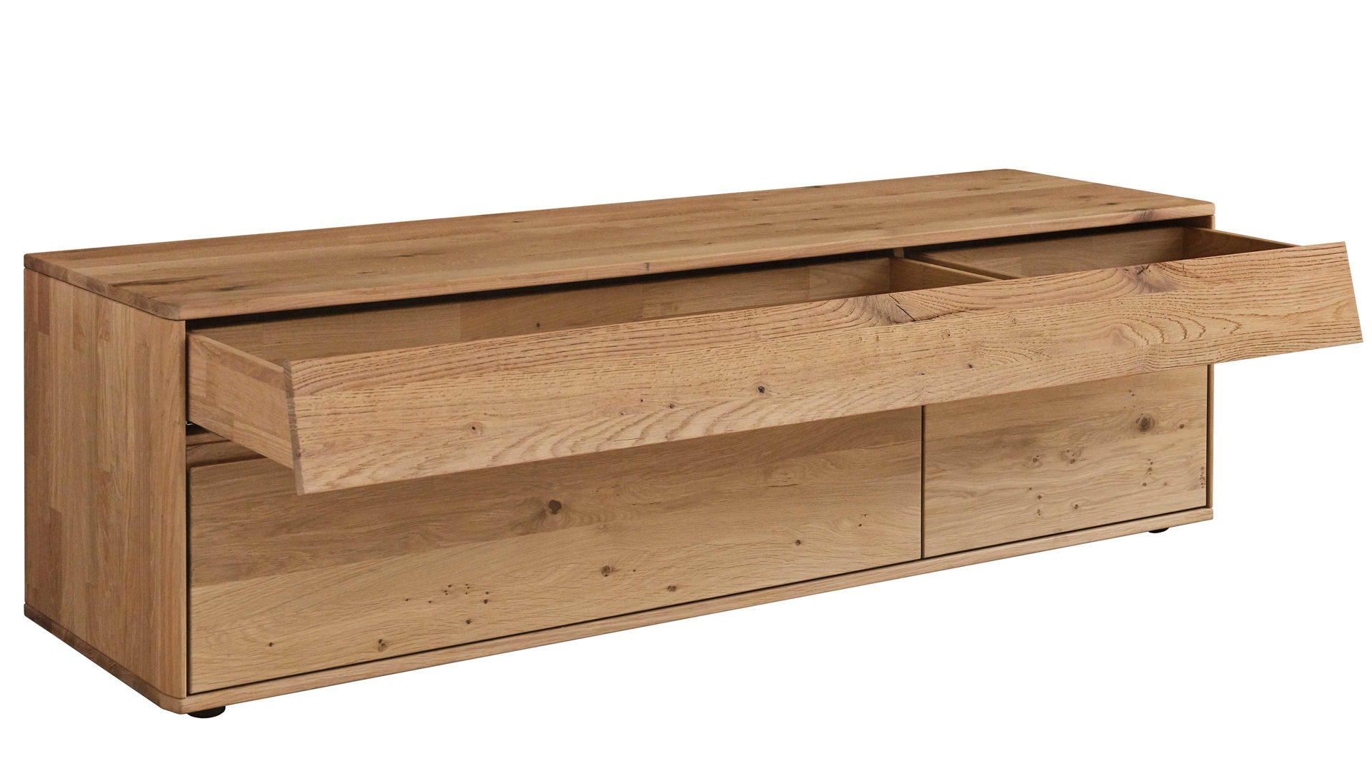 Wohnwand Decker aus Holz in Holzfarben Wohnkombination biancofarbene Wildeiche – vierteilig, Breite ca. 344 cm