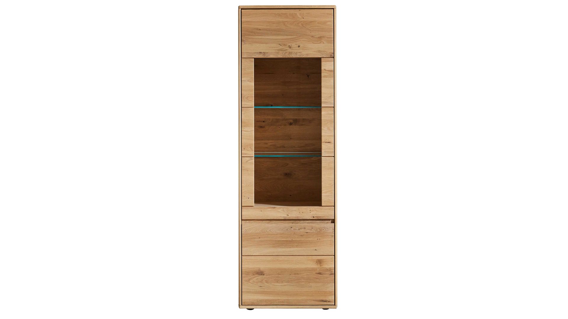 Wohnwand Decker aus Holz in Holzfarben Wohnkombination biancofarbene Wildeiche – vierteilig, Breite ca. 344 cm