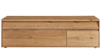 Wohnwand Decker aus Holz in Holzfarben Wohnkombination biancofarbene Wildeiche – vierteilig, Breite ca. 344 cm