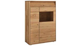 Highboard Decker aus Holz in Holzfarben Highboard biancofarbene Wildeiche – Breite ca. 95 cm