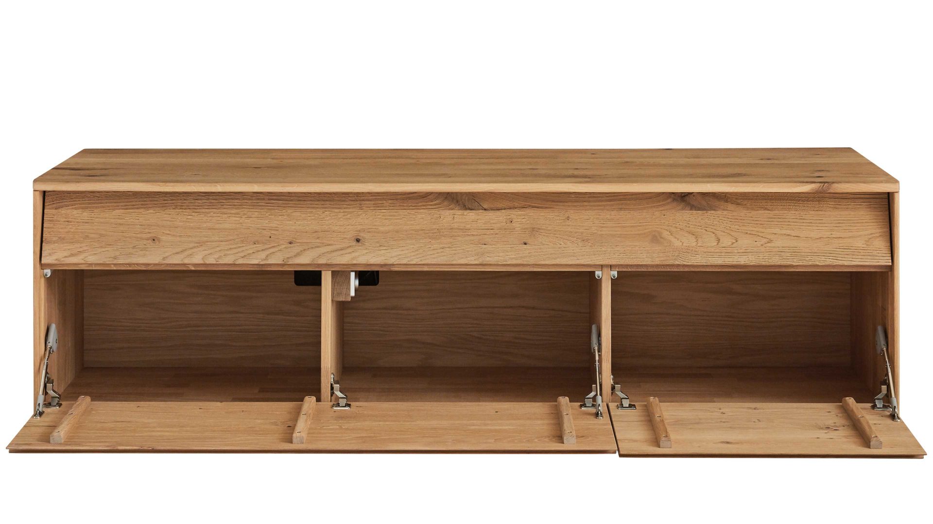 Wohnwand Decker aus Holz in Holzfarben Wohnkombination biancofarbene Wildeiche – vierteilig, Breite ca. 344 cm