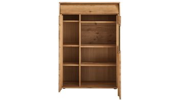 Wohnwand Decker aus Holz in Holzfarben Wohnkombination biancofarbene Wildeiche – vierteilig, Breite ca. 344 cm