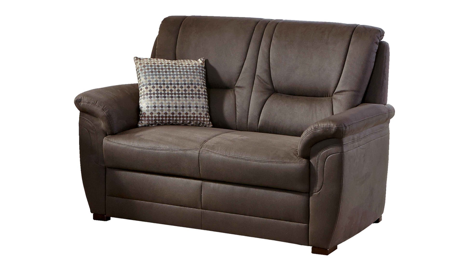 3-2 (auch 2,5) modulmaster aus Stoff in Dunkelbraun Modulmaster Polstergarnitur MM-PP1013 mit Federkern nougatfarbene Mikrofaser Holiday & antikfarbene Holzfüße – zweiteilig