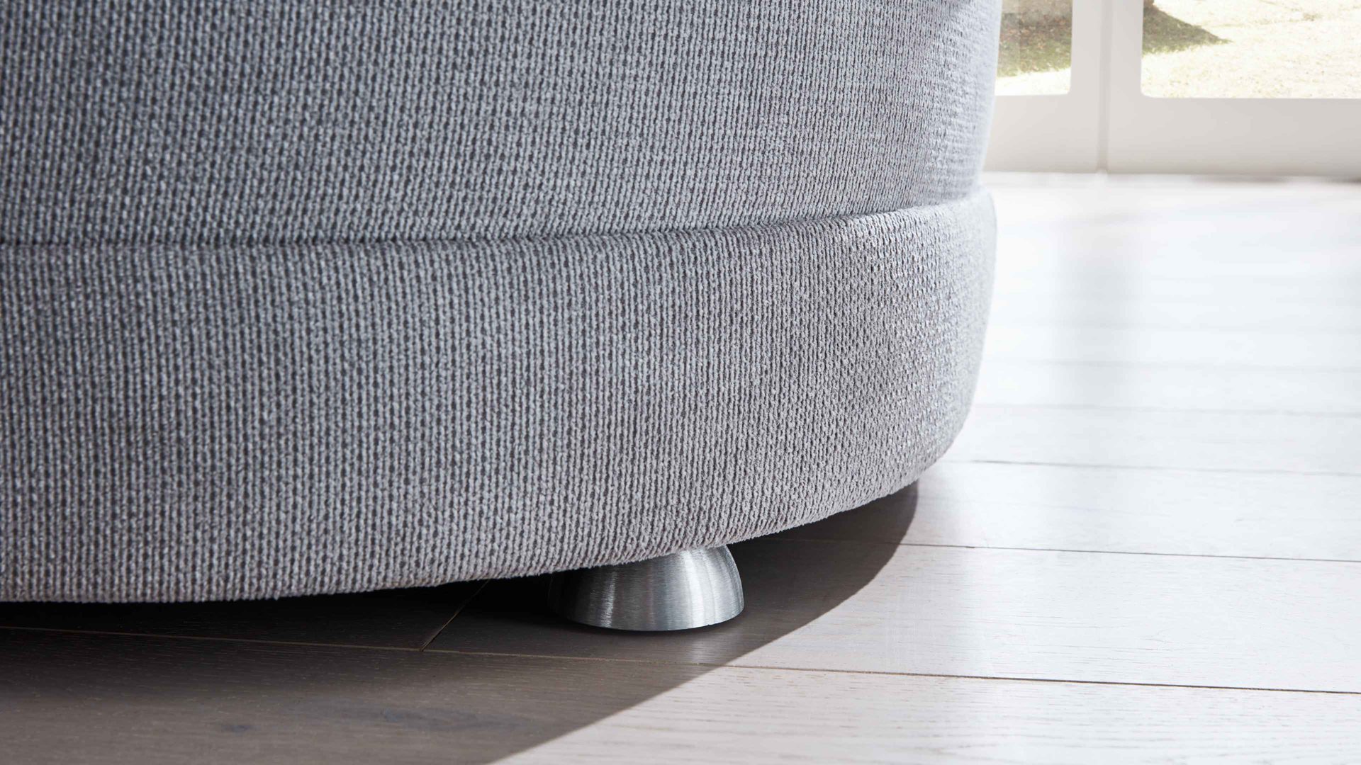 Ecksofa modulmaster aus Stoff in Hellgrau Modulmaster MM-PP1013 - Polsterecke silberfarbene Chenille & Alufüße - Stellfläche ca. 253 x 273 cm