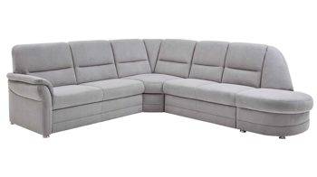Ecksofa modulmaster aus Stoff in Hellgrau Modulmaster MM-PP1013 - Polsterecke silberfarbene Chenille & Alufüße - Stellfläche ca. 253 x 273 cm