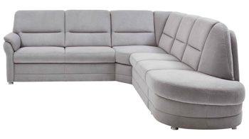 Ecksofa modulmaster aus Stoff in Hellgrau Modulmaster MM-PP1013 - Polsterecke silberfarbene Chenille & Alufüße - Stellfläche ca. 253 x 273 cm