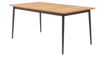 Gartenmöbel-Set Interliving aus Holz in Holzfarben Interliving Gartenmöbel Serie 7001 – Tischgruppe mit sechs Stühlen rotes, grünes und graues TEXTILENE®, Teakholz & Aluminium - ca. 160 x 95 cm