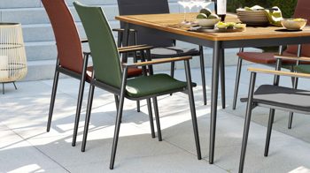 Gartenstuhl /-sessel Interliving aus Kunstfaser in Grün Interliving Gartenmöbel Serie 7001 – Hochlehnstuhl grünes TEXTILENE® & anthrazitfarbenes Aluminium