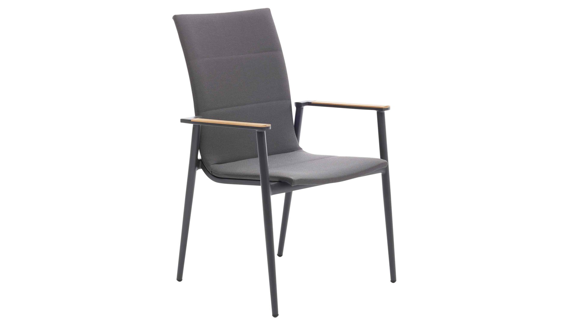 Gartenstuhl /-sessel Interliving aus Kunstfaser in Grau Interliving Gartenmöbel Serie 7001 – Hochlehnstuhl graues TEXTILENE® & anthrazitfarbenes Aluminium