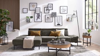 Ecksofa Interliving aus Stoff in Dunkelgrün Interliving Sofa Serie 4254 – Ecksofa jagdgrüner Bezug Mito 156 – Stellfläche ca. 185 x 300 cm