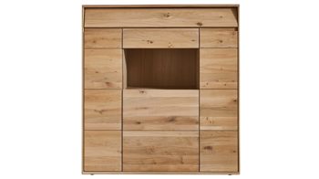 Highboard Decker aus Holz in Holzfarben Highboard biancofarbene Wildeiche – Breite ca. 125 cm