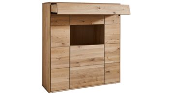 Highboard Decker aus Holz in Holzfarben Highboard biancofarbene Wildeiche – Breite ca. 125 cm