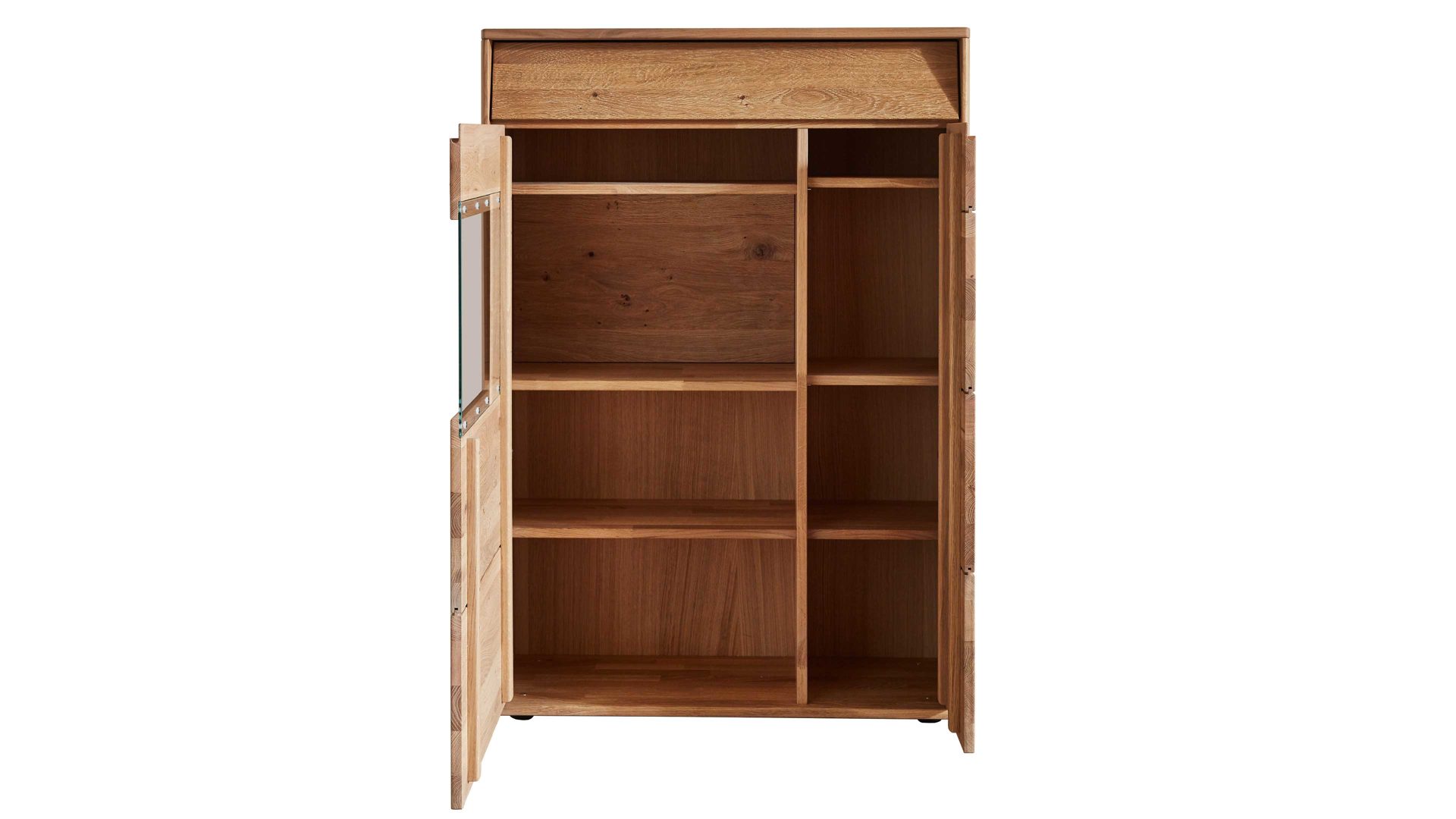 Highboard Decker aus Holz in Holzfarben Highboard biancofarbene Wildeiche – Breite ca. 95 cm