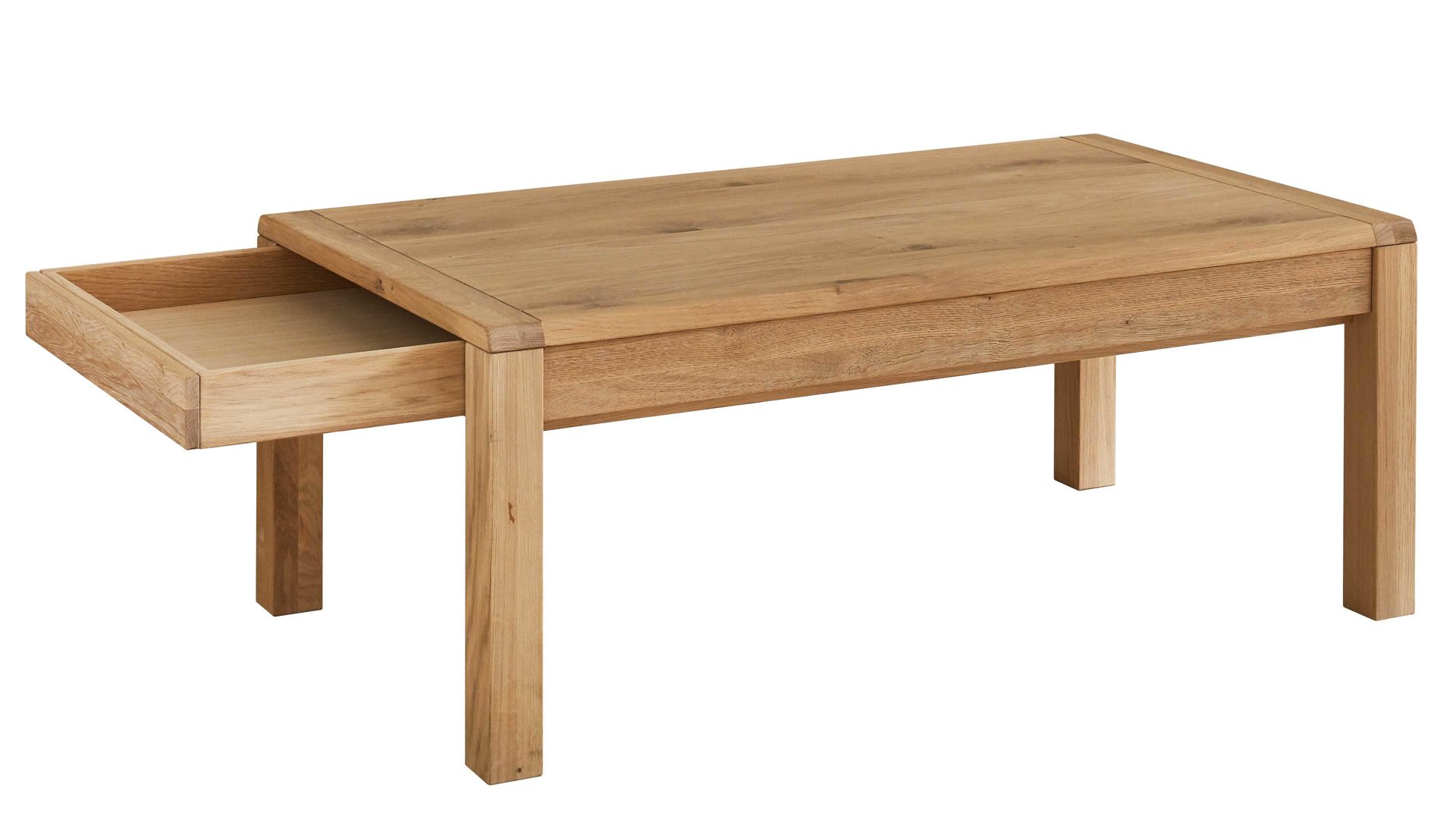 Couchtisch Decker aus Holz in Holzfarben Couchtisch biancofarbene Wildeiche mit Schubkasten - Breite ca. 115 cm