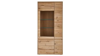 Vitrine Decker aus Holz in Holzfarben Vitrinenschrank biancofarbene Wildeiche – Breite ca. 95 cm